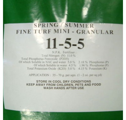 25kg Spring / Summer Lawn Feed - NPK 11-5-5